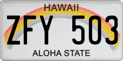 HI license plate ZFY503