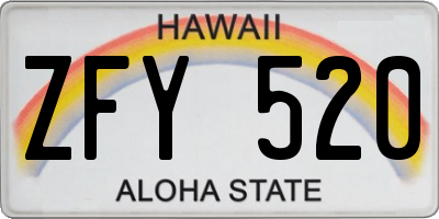 HI license plate ZFY520