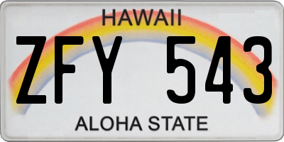 HI license plate ZFY543