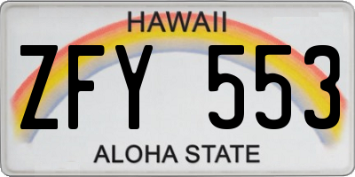 HI license plate ZFY553