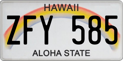 HI license plate ZFY585