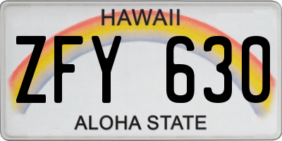 HI license plate ZFY630