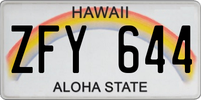 HI license plate ZFY644