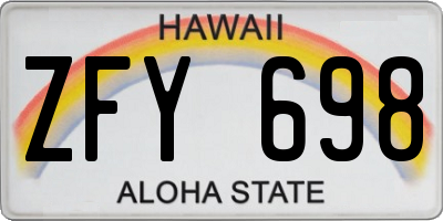 HI license plate ZFY698