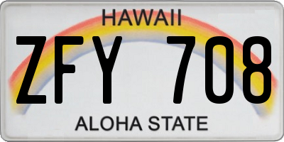 HI license plate ZFY708