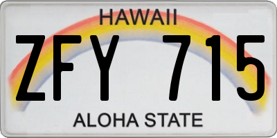 HI license plate ZFY715