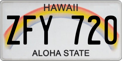 HI license plate ZFY720