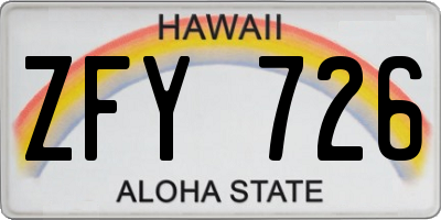 HI license plate ZFY726