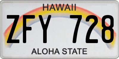 HI license plate ZFY728
