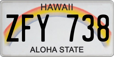 HI license plate ZFY738