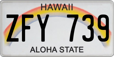 HI license plate ZFY739