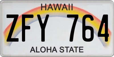 HI license plate ZFY764