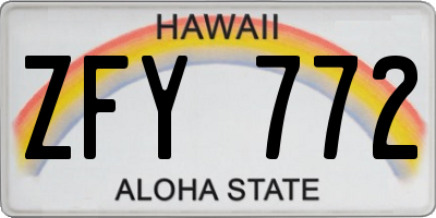 HI license plate ZFY772