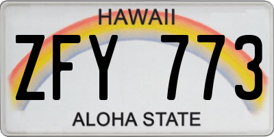 HI license plate ZFY773