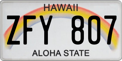 HI license plate ZFY807