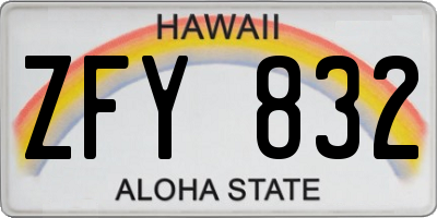 HI license plate ZFY832