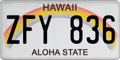 HI license plate ZFY836