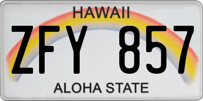 HI license plate ZFY857
