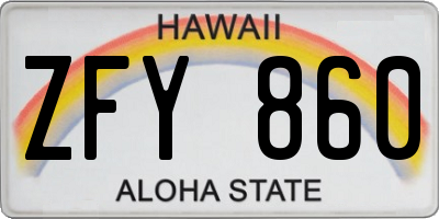 HI license plate ZFY860
