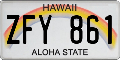 HI license plate ZFY861