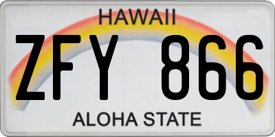 HI license plate ZFY866