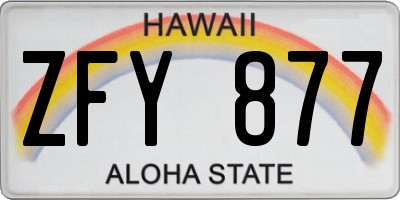 HI license plate ZFY877