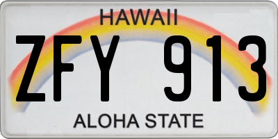 HI license plate ZFY913