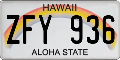 HI license plate ZFY936