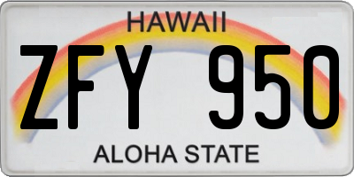 HI license plate ZFY950