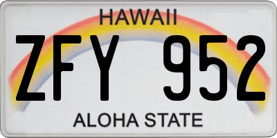 HI license plate ZFY952