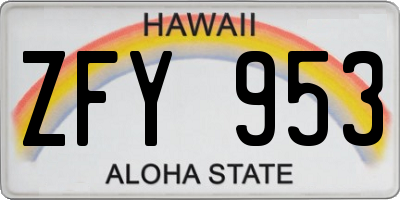 HI license plate ZFY953