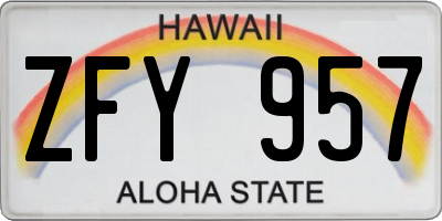 HI license plate ZFY957