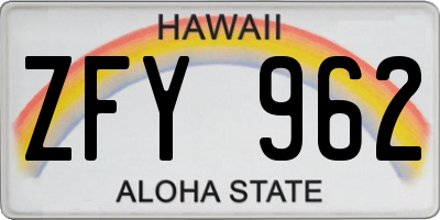 HI license plate ZFY962