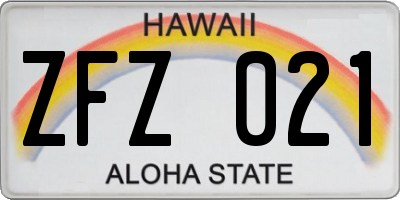 HI license plate ZFZ021