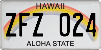 HI license plate ZFZ024