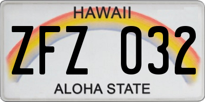 HI license plate ZFZ032