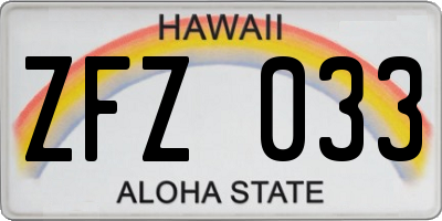 HI license plate ZFZ033