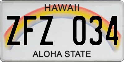 HI license plate ZFZ034