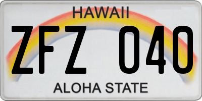 HI license plate ZFZ040