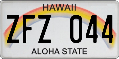 HI license plate ZFZ044