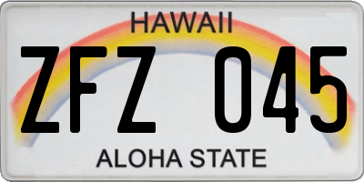 HI license plate ZFZ045