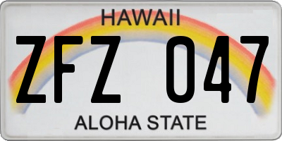 HI license plate ZFZ047