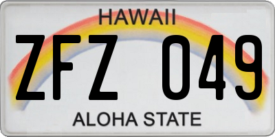HI license plate ZFZ049