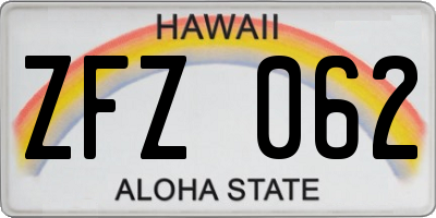 HI license plate ZFZ062