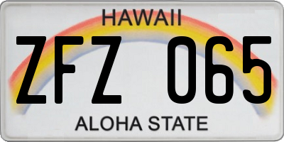 HI license plate ZFZ065
