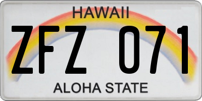 HI license plate ZFZ071