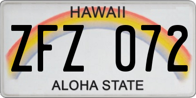 HI license plate ZFZ072