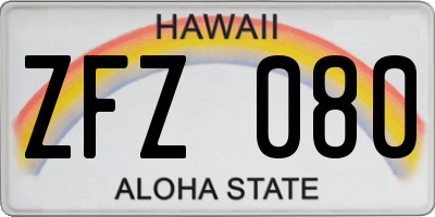 HI license plate ZFZ080