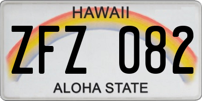 HI license plate ZFZ082