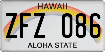 HI license plate ZFZ086